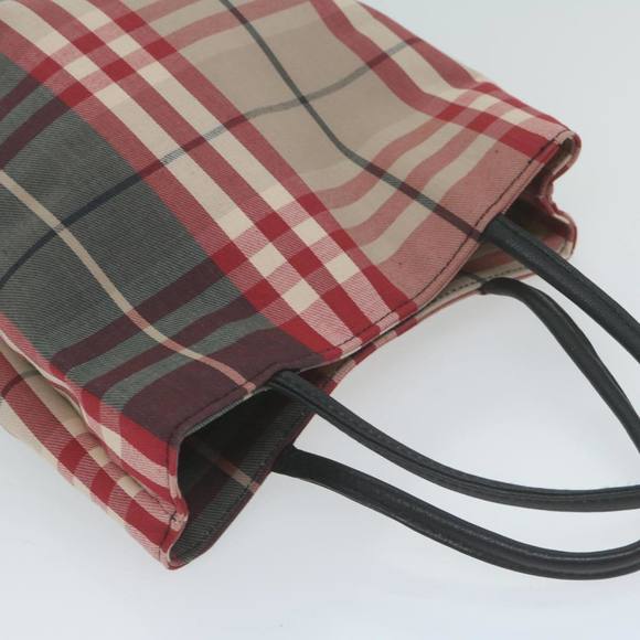 BURBERRY Nova Check Hand Bag Canvas Red Beige Auth bs11653 - Picture 6 of 16